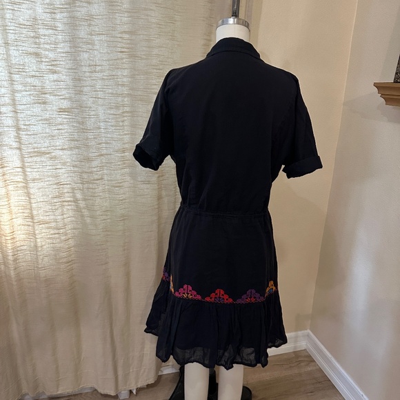 CAROLINA K Natalie Black Embroidered Shirt Dress Size Medium - Picture 7 of 11